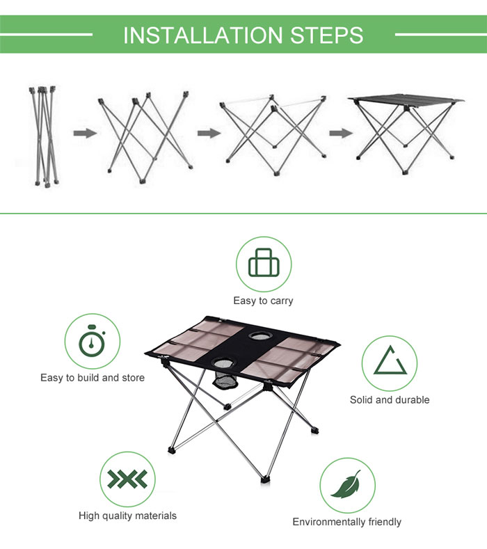 Aluminum Portable Compact Lightweight Folding Roll Up Table