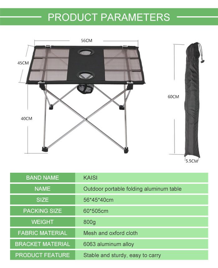 Aluminum Portable Compact Lightweight Folding Roll Up Table