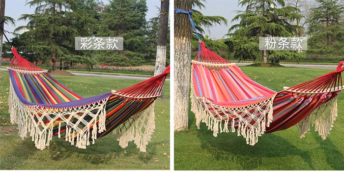 Fabric Hammock With Wooden Spread Bar HM027-1