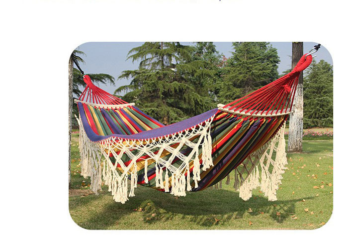 Fabric Hammock With Wooden Spread Bar HM027-1