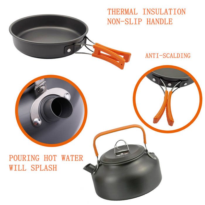 High Quality Aluminium Camping Pot Kitchen Set Cookware