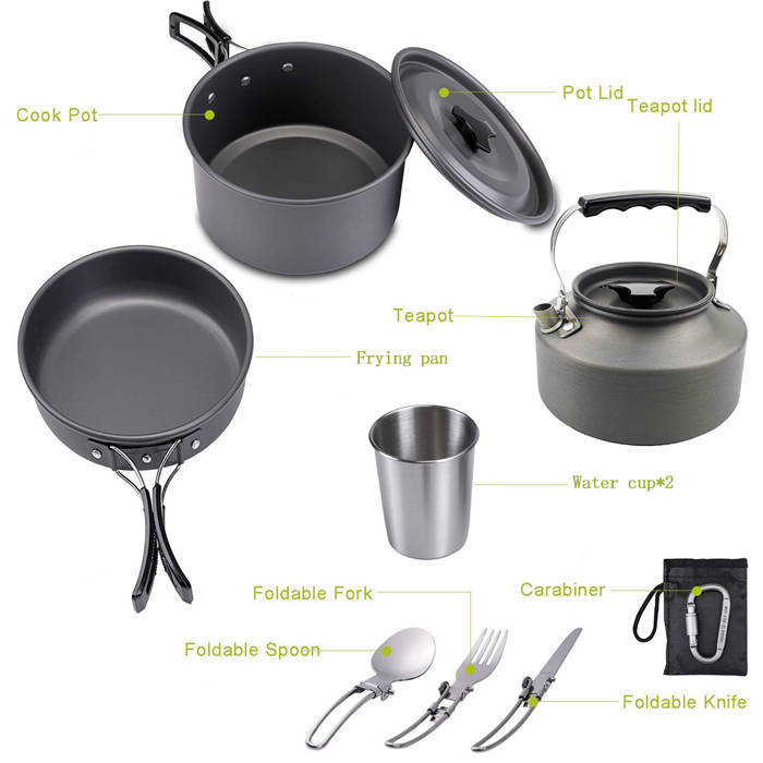 High Quality Aluminium Camping Pot Kitchen Set Cookware