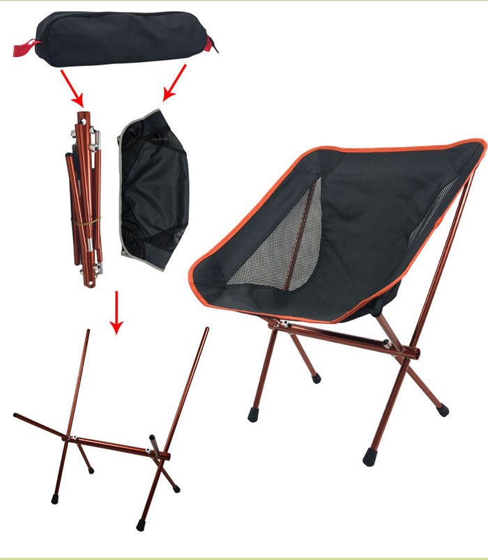 Outdoor Camping Lightweight Portable Solid Aluminum Moon Chair