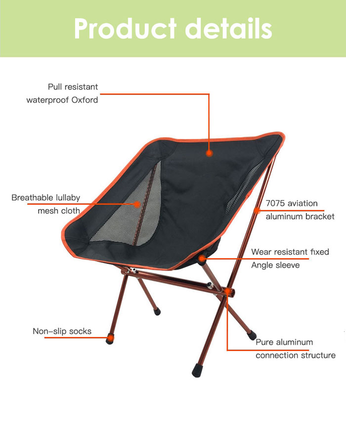 Outdoor Camping Lightweight Portable Solid Aluminum Moon Chair