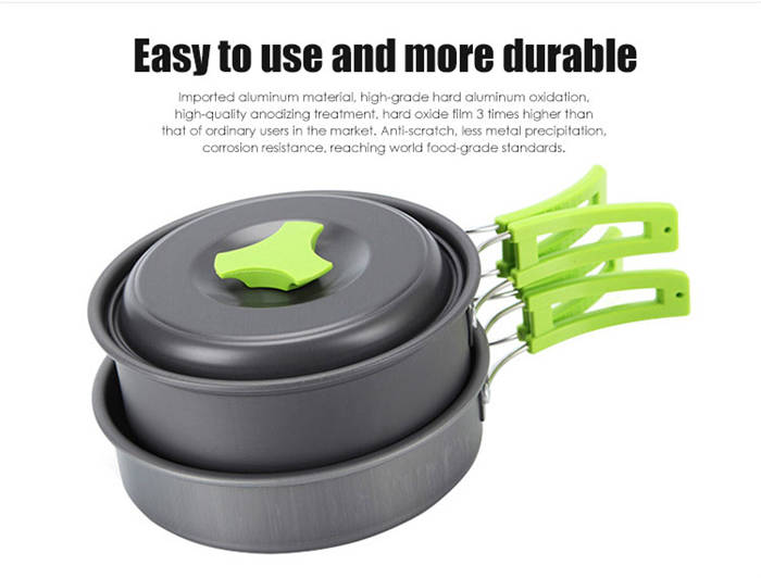 Outdoor Camping Portable Hard Anodized Aluminum Alloycookw