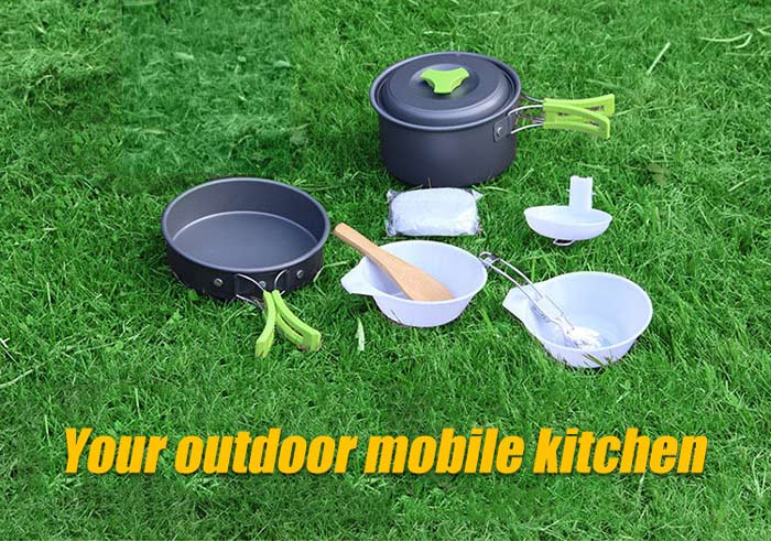 Outdoor Camping Portable Hard Anodized Aluminum Alloycookw