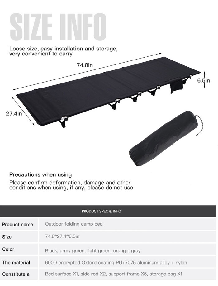 Outdoor Lightweight Portable Camping Cot