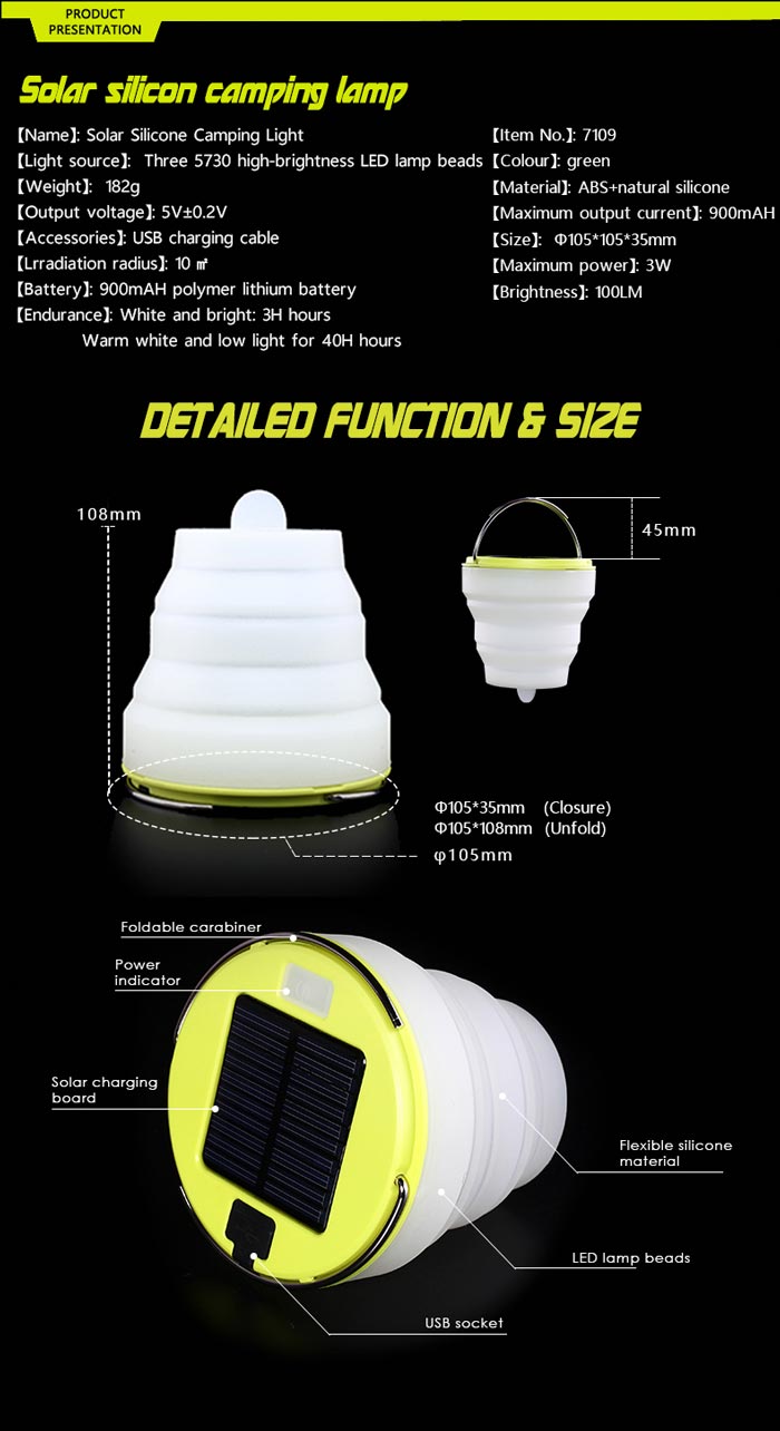 Outdoor Portable Solar Silicone Led Camping Light R