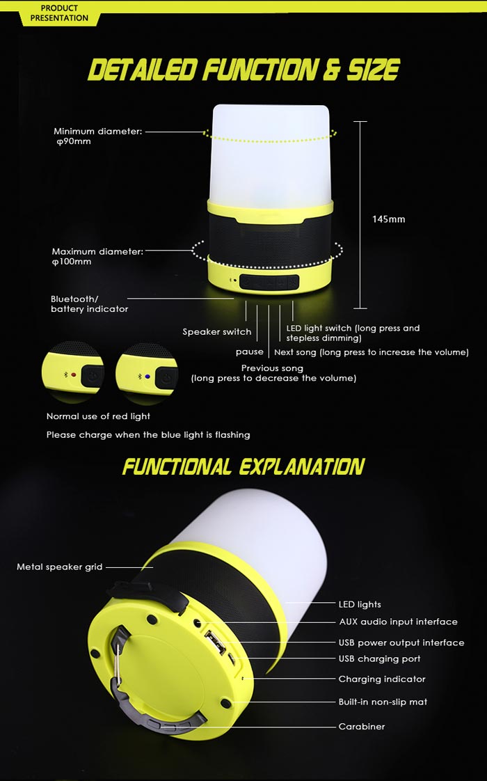 Rechargeable Audio Camp Light Multifunctional Emergency Li