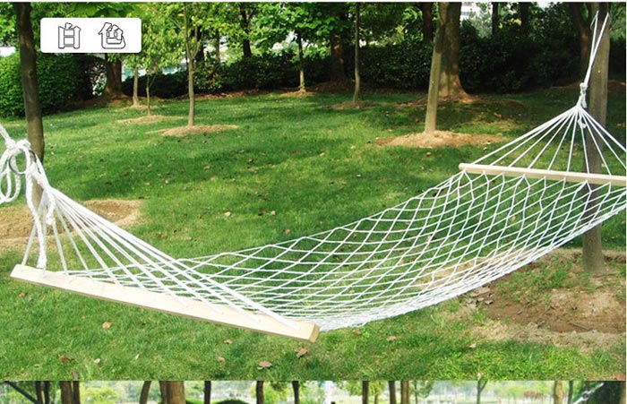 Rope Hammock With Wooden Spread Bar HM026-1