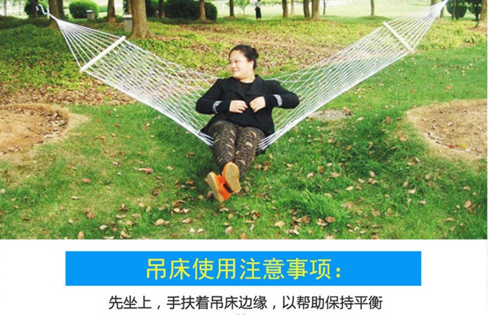 Rope Hammock With Wooden Spread Bar HM026-1