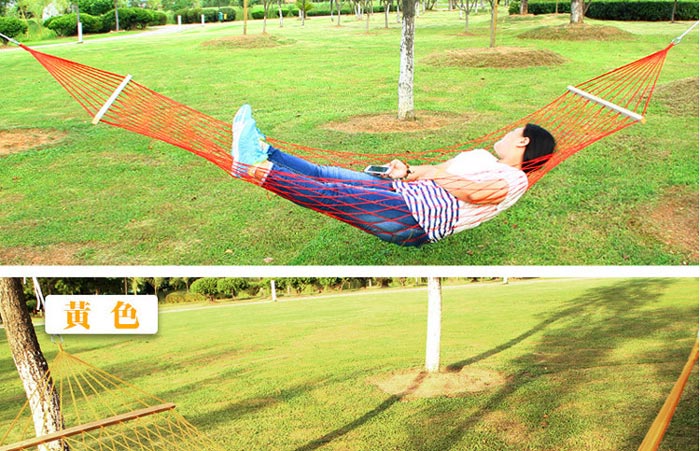 Rope Hammock With Wooden Spread Bar HM026-1