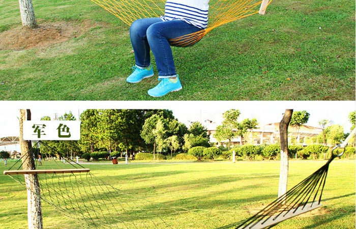 Rope Hammock With Wooden Spread Bar HM026-1