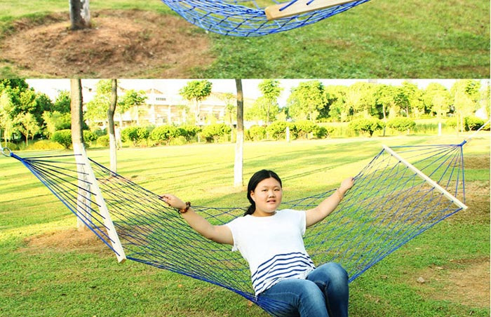 Rope Hammock With Wooden Spread Bar HM026-1