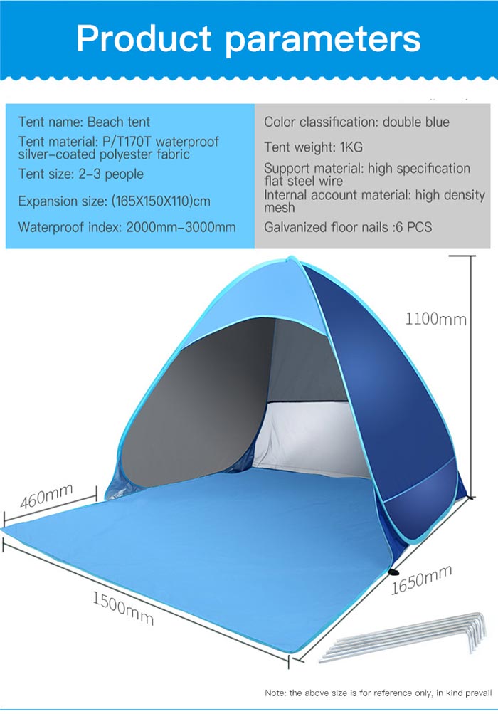 2 Seconds Automatic Speed Opening Of The Sunshade Beach Tent