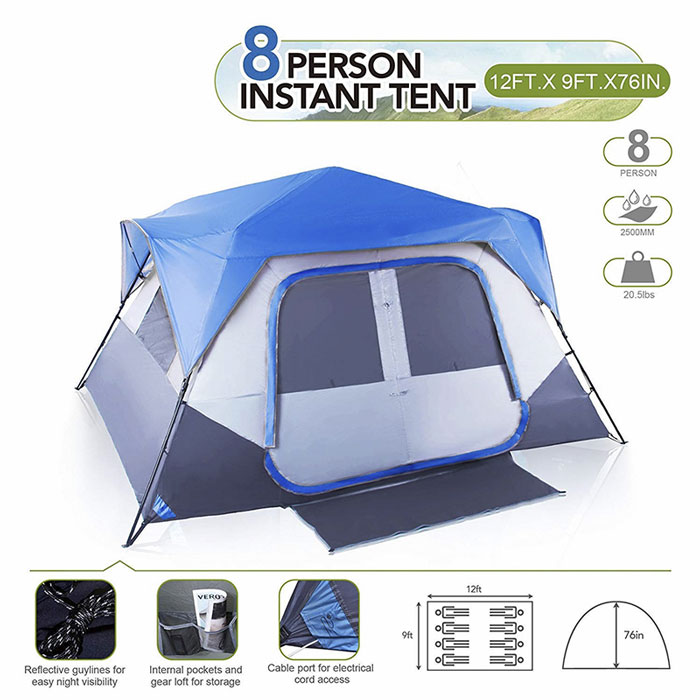 9 Person Extended Dome Glamping Rooftop Family Tent