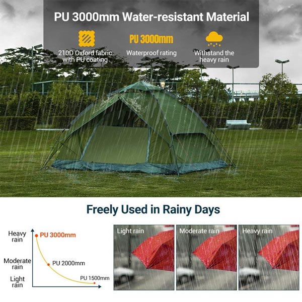 Automatic Outdoor Sport Family 3-4 Person House Fast Popup Instant Camp Tent