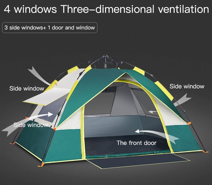 Automatic Outdoor Sport Family 3-4 Person House Fast Popup Instant Camp Tent