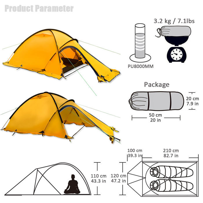 Camping Mountaineering Rainstorm Prevention Double-layer Multi Tent