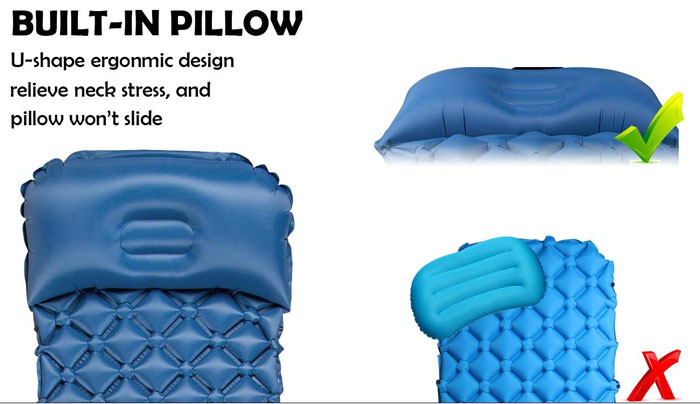 Durable Tear-resistant Sleeping Pad With Pillow Outdoor