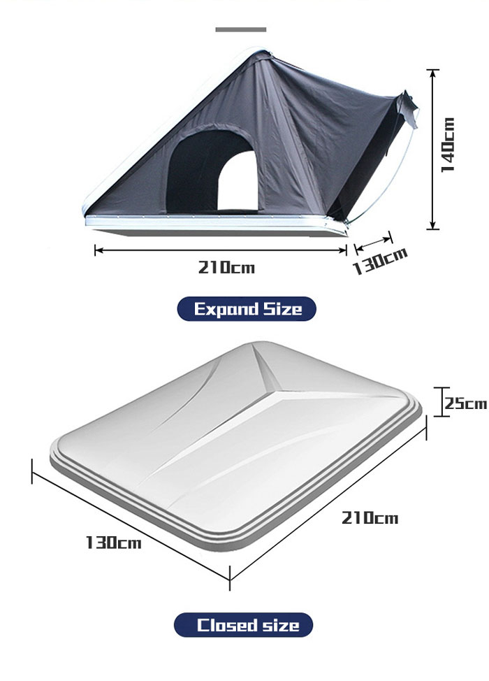 New Style Folding Abs Triangle Aluminum Hard Shell Car Roof Tent