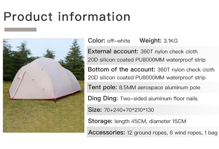 Outdoor Multi Person Double-layer Aluminum Pole Tent