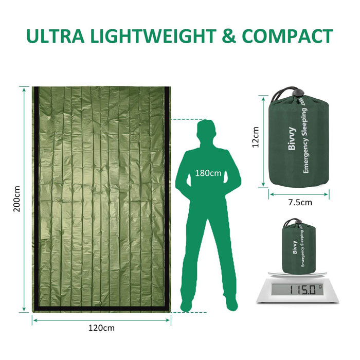 Outdoor Waterproof Ultralight Bivvy Sack Thermal Mylor Emergency Bivy Sack Sleeping Bag