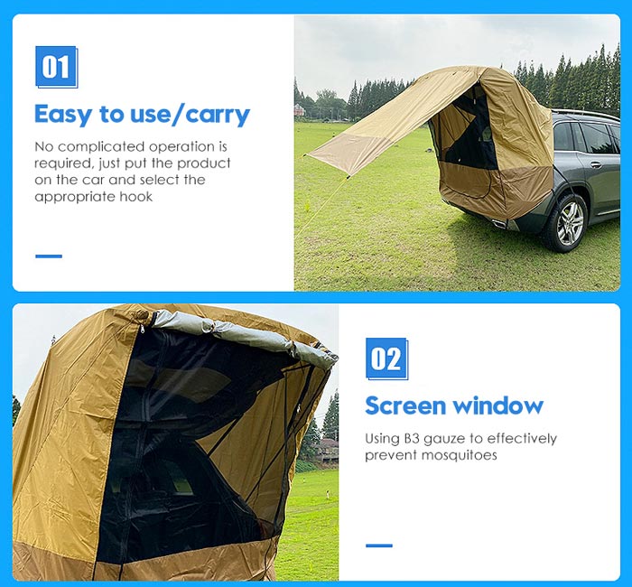 Sunshade Waterproof Tent For Car Travel Outdoor Car Travel Tent