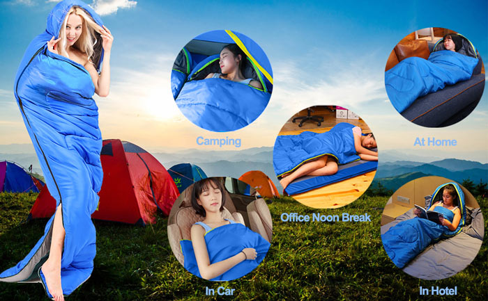 Wholesale Cheap Outdoor 170t Polyester Adult Hollow Mummy Shape Sleeping Bag