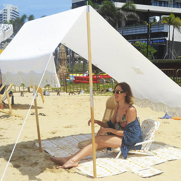 Outdoor Beach Shade Sun Shelter Wood Stability Poles Sun Shelter For Camping Trips