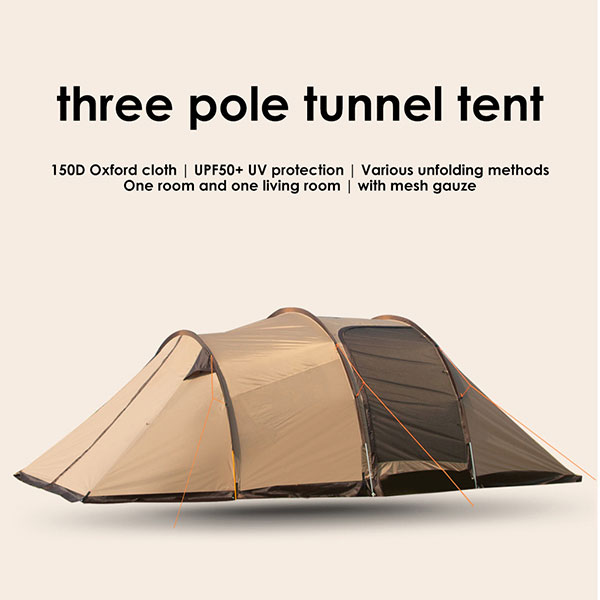Outdoor Camping Portable Tunnel Tent Large Space Sunscreen Rainproof Multi-person Beach Tent For Camping