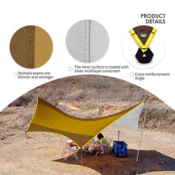 SunShade Tent Shelter UV Protection Waterproof Tarp Outdoor Hexagon Camping Beach Tents Shelter