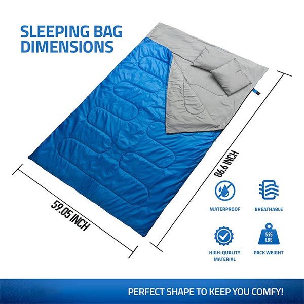 Water Resistant Nylon Shell Synthetic Fill Lightweight Portable Sleeping Bag