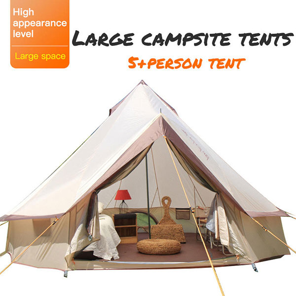 Outdoor luxury Waterproof Camping Cotton Canvas 5m Bell Tent Teepee Yurt Glamping Bell Tent